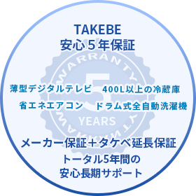 TAKEBE 安心5年保証